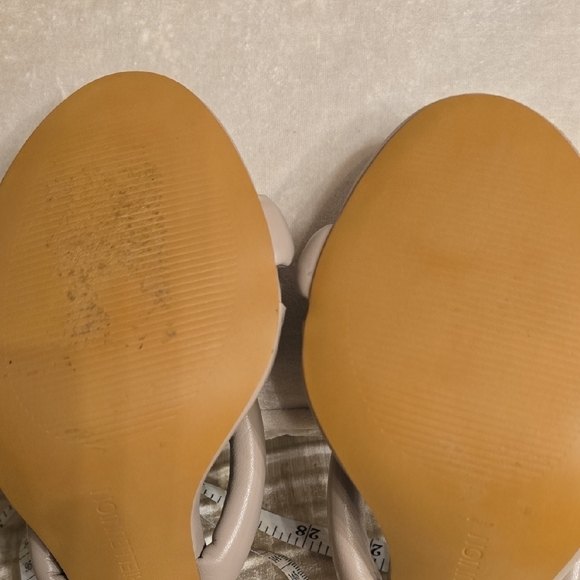 GABRIELLEUNION Tan Heeled Mules with Architectural V-Cut - Picture 8 of 11